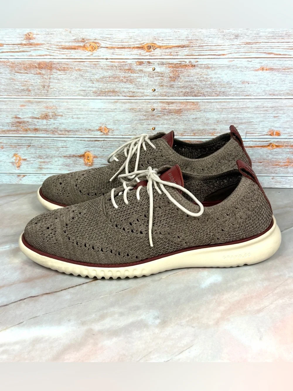 Cole Haan 2.ZeroGrand Stitchlite Wingtip Oxfords in Brown Knit